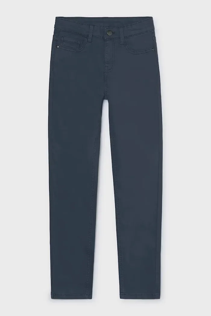 Mayoral стандартен панталон за деца от памук с еластан slim fit basic тъмносин 582