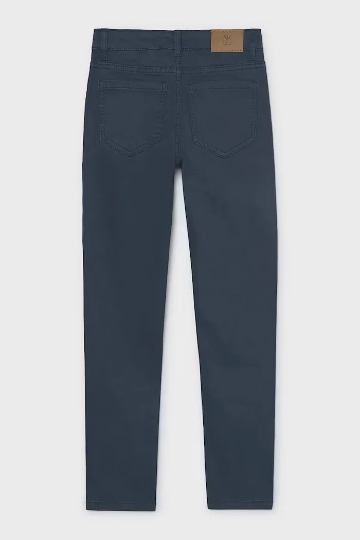 Mayoral стандартен панталон за деца от памук с еластан slim fit basic тъмносин 582
