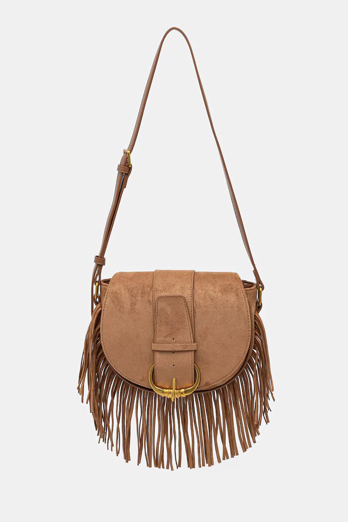 Medicine чанта crossbody дамска от имитация на велур кафява