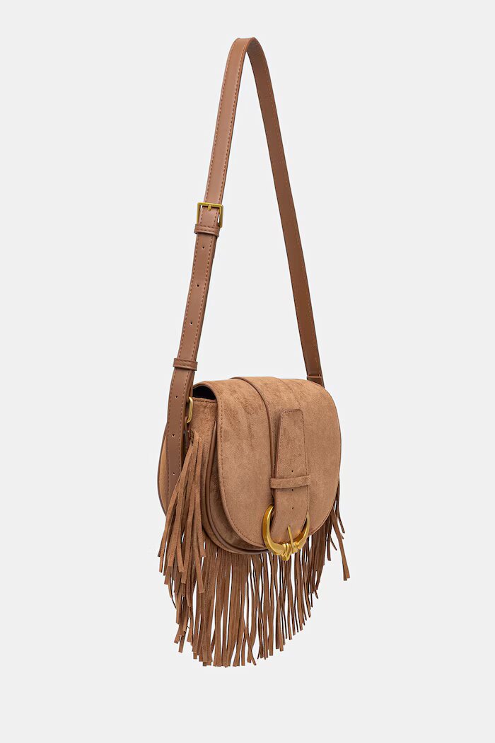 Medicine чанта crossbody дамска от имитация на велур кафява