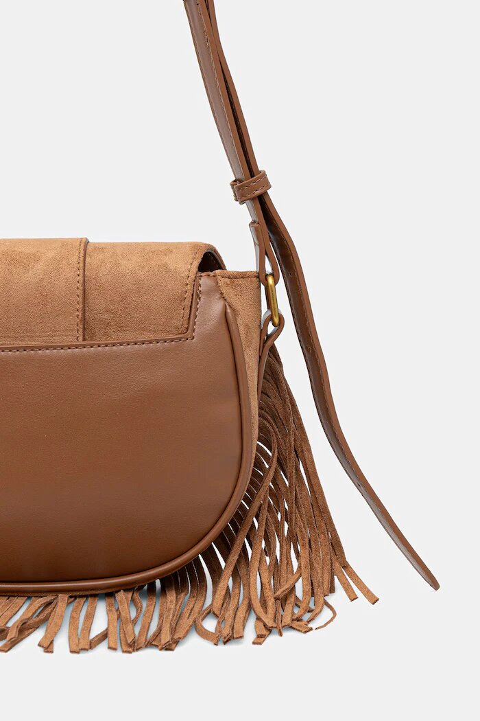 Medicine чанта crossbody дамска от имитация на велур кафява