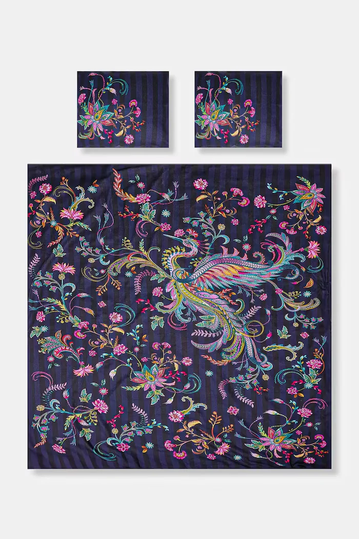 Medicine Комплект спално бельо от сатен 50 x 60 cm / 200 x 200 cm в тъмносиньо