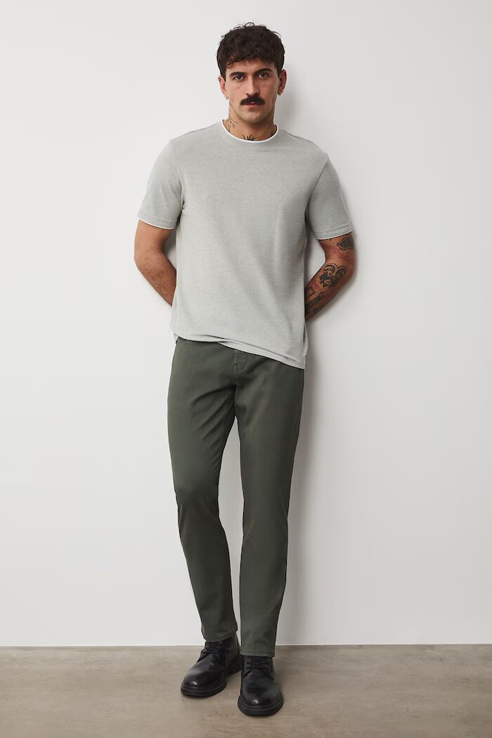 Medicine панталон slim fit мъжки памучен с еластан зелен под стандартна