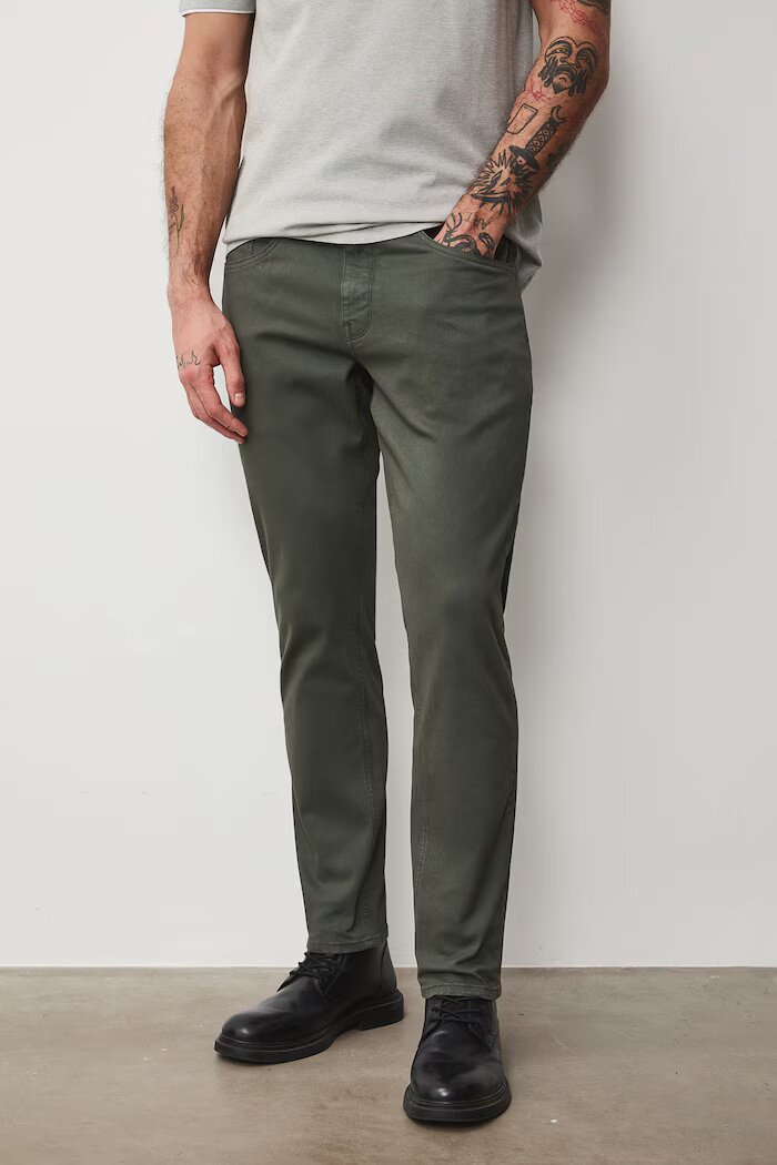 Medicine панталон slim fit мъжки памучен с еластан зелен под стандартна