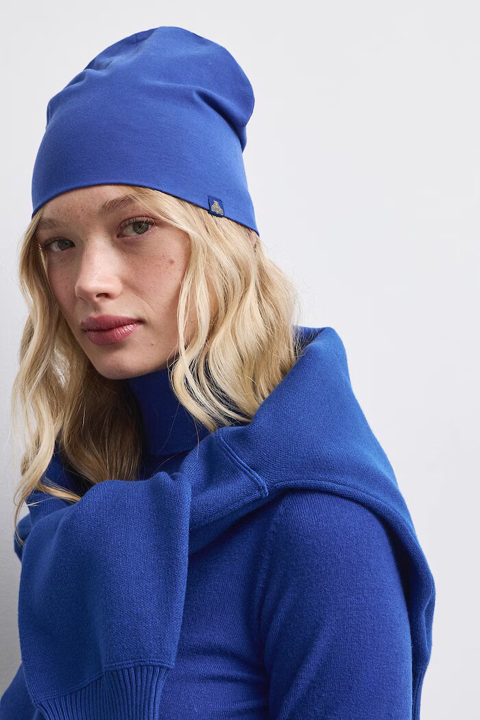 Medicine шапка beanie дамска от памучна материя синя