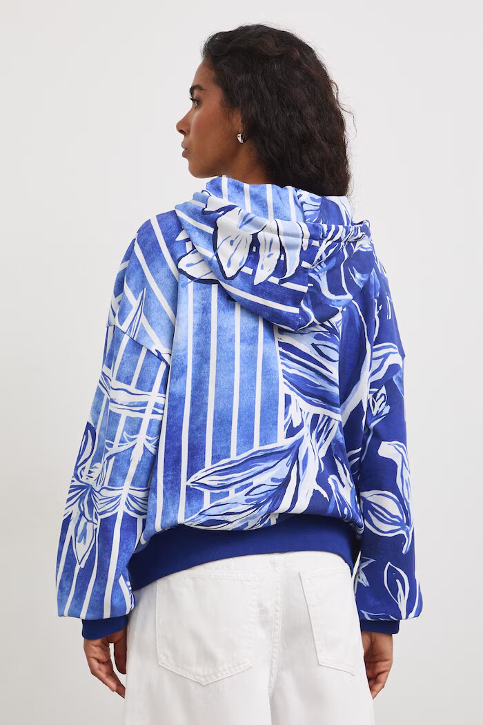 Medicine суичър с цип и качулка дамски от памук тъмносин