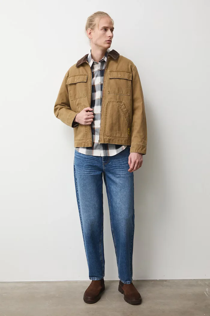 Medicine Яке тип риза в кафяво преходен модел