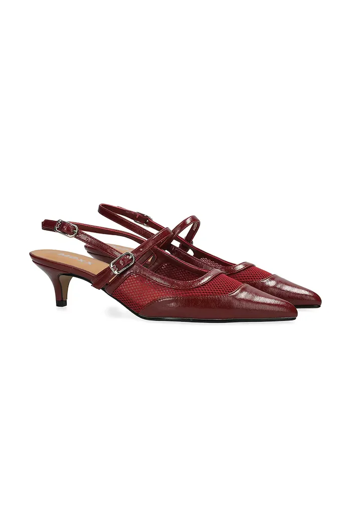 Mexx обувки с дебел ток и отворена пета TORY SUKI Slingback Pump бордо MI001300261W-01