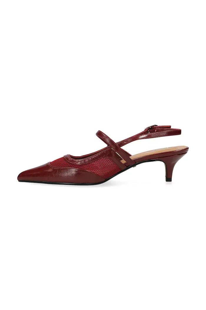 Mexx обувки с дебел ток и отворена пета TORY SUKI Slingback Pump бордо MI001300261W-01