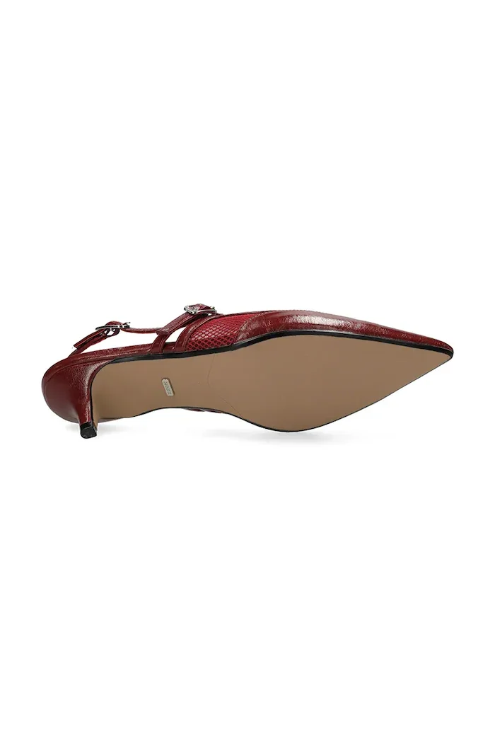 Mexx обувки с дебел ток и отворена пета TORY SUKI Slingback Pump бордо MI001300261W-01