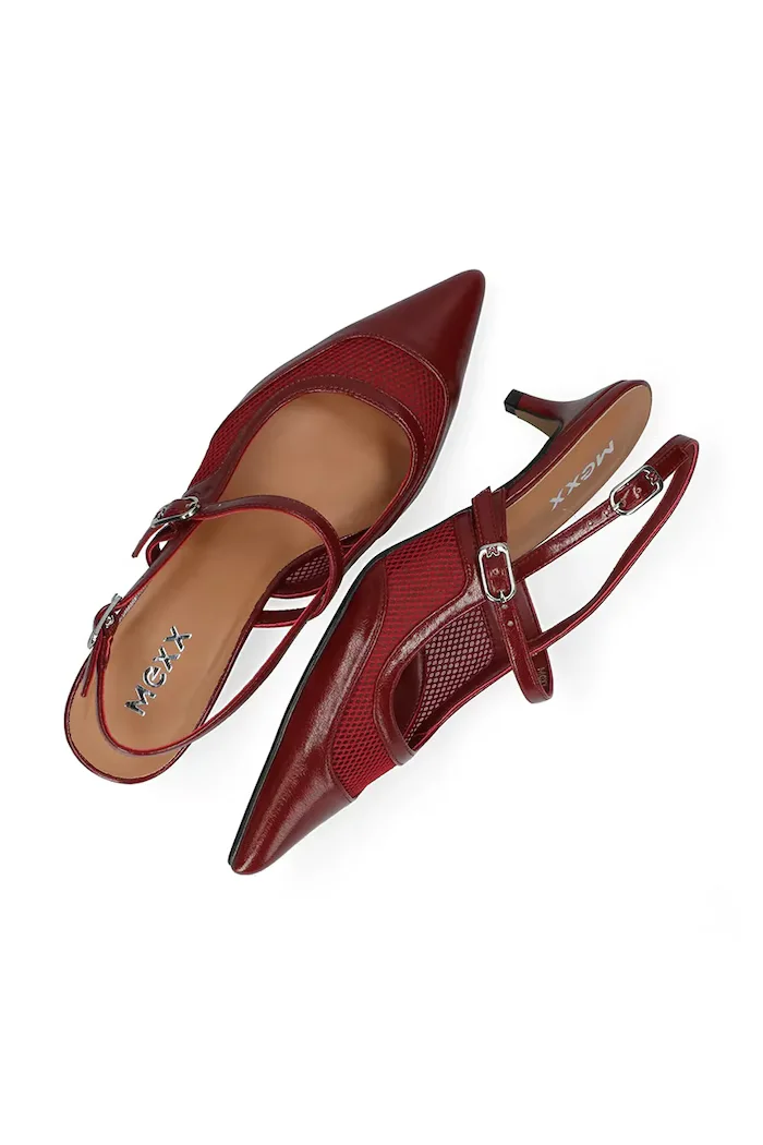 Mexx обувки с дебел ток и отворена пета TORY SUKI Slingback Pump бордо MI001300261W-01