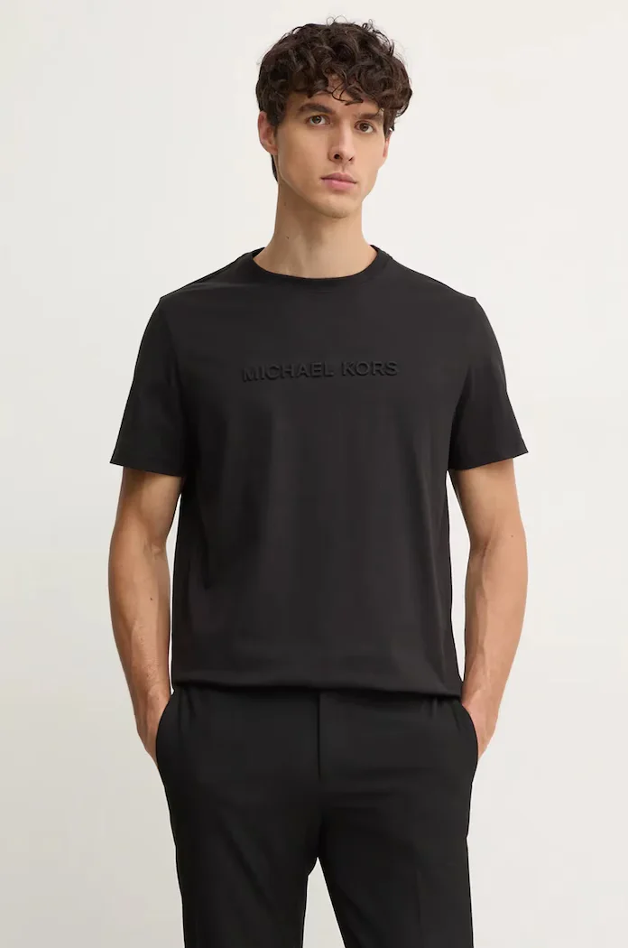 Michael Kors Памучна тениска в черно с апликация CF4529H1V2