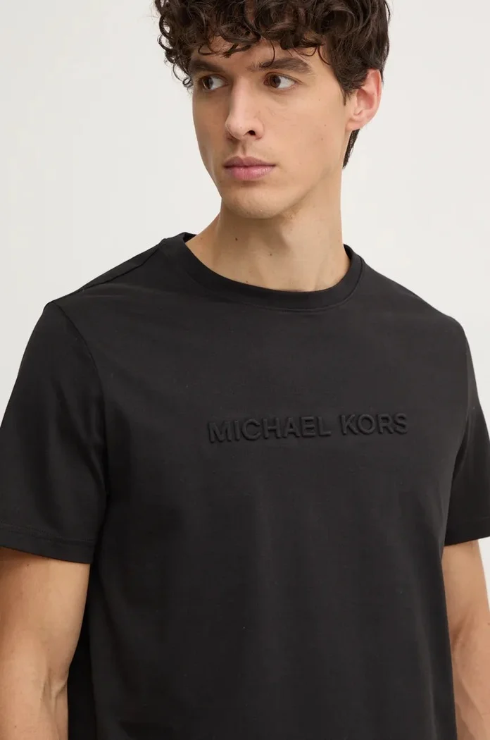 Michael Kors Памучна тениска в черно с апликация CF4529H1V2