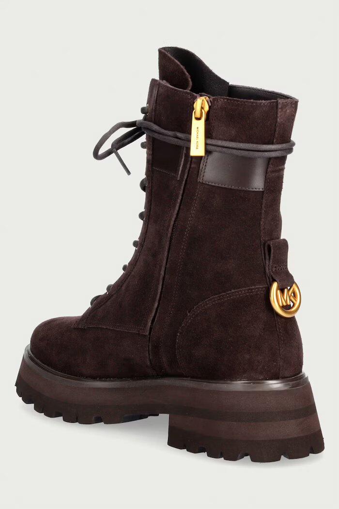 Michael Michael Kors боти дамски от велур Caleb Lug Bootie кафяви 40F6CBFE5S.251