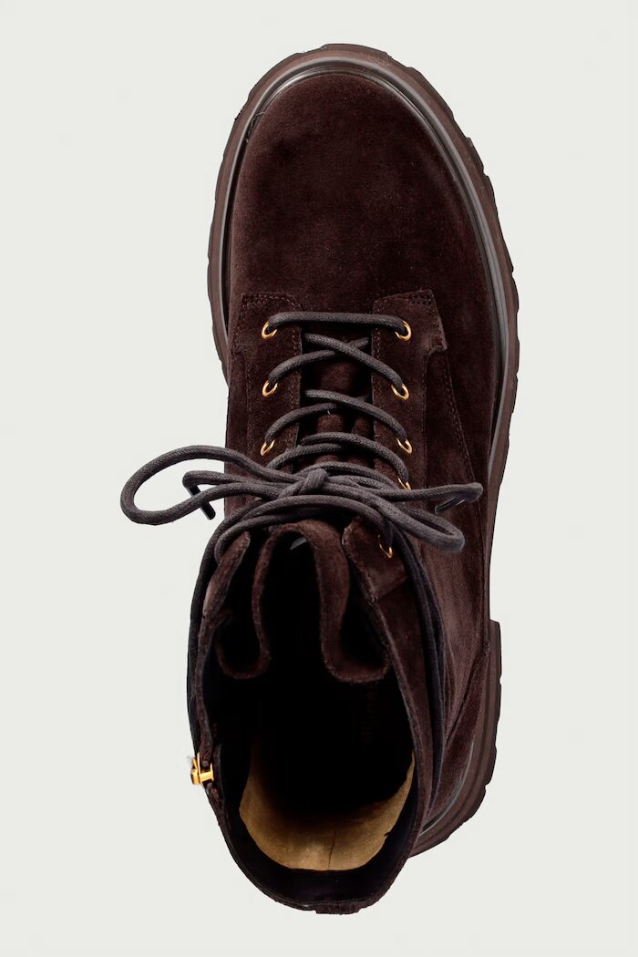 Michael Michael Kors боти дамски от велур Caleb Lug Bootie кафяви 40F6CBFE5S.251
