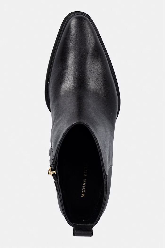 Michael Michael Kors боти с дебел ток дамски от кожа Lex Bootie черни 40F5LXME5L.001