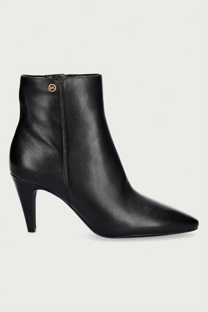 Michael Michael Kors боти с тънък ток дамски от кожа Daniela Heeled Bootie черни 40F6DNME5L.001