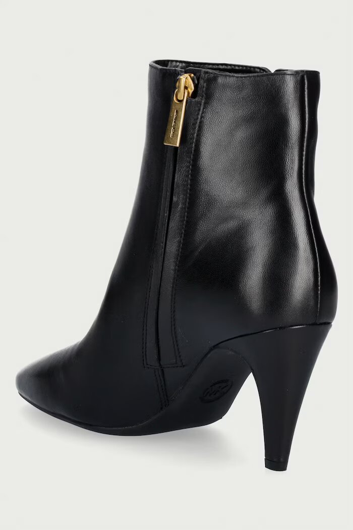 Michael Michael Kors боти с тънък ток дамски от кожа Daniela Heeled Bootie черни 40F6DNME5L.001