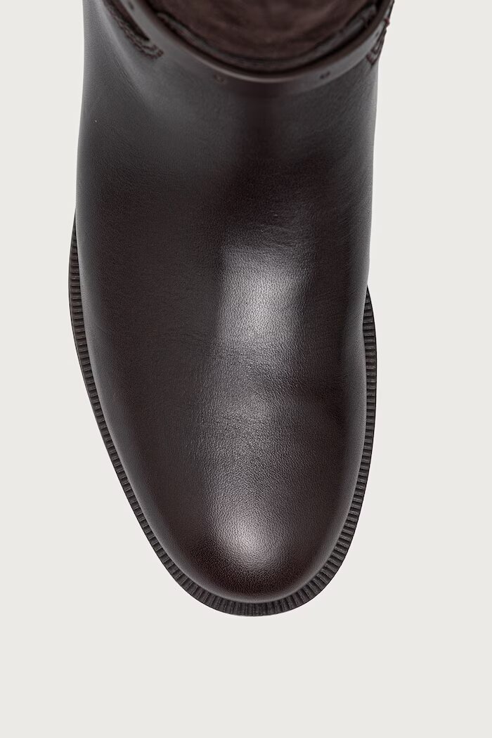 Michael Michael Kors ботуши под коляното дамски от кожа Beverly Flat Boot кафяви 40F6BVFB5S.251
