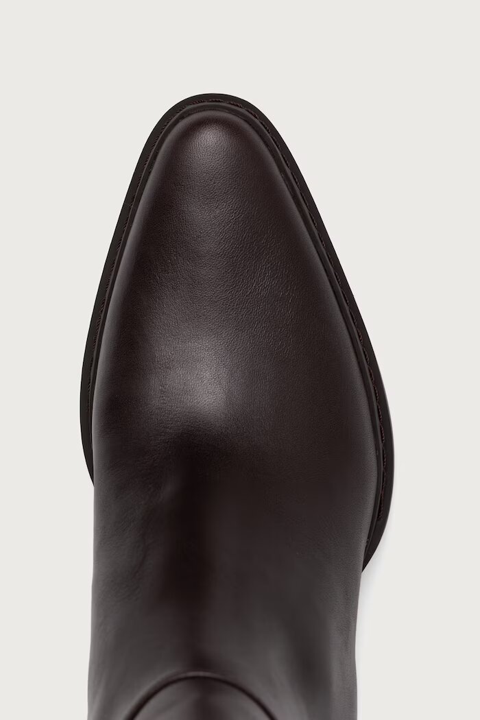 Michael Michael Kors ботуши под коляното дамски от кожа Lex Boot кафяви 40F6LXMB5L.251