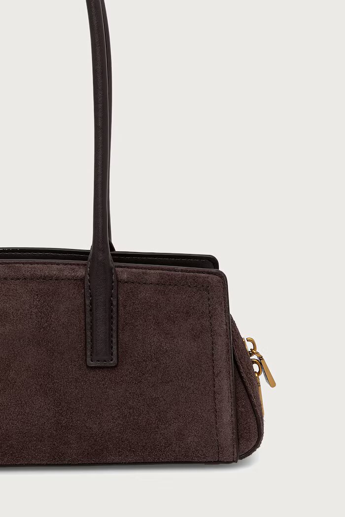 Michael Michael Kors чанта тип багета дамска от велур LAILA кафява 30T6A9IT0S