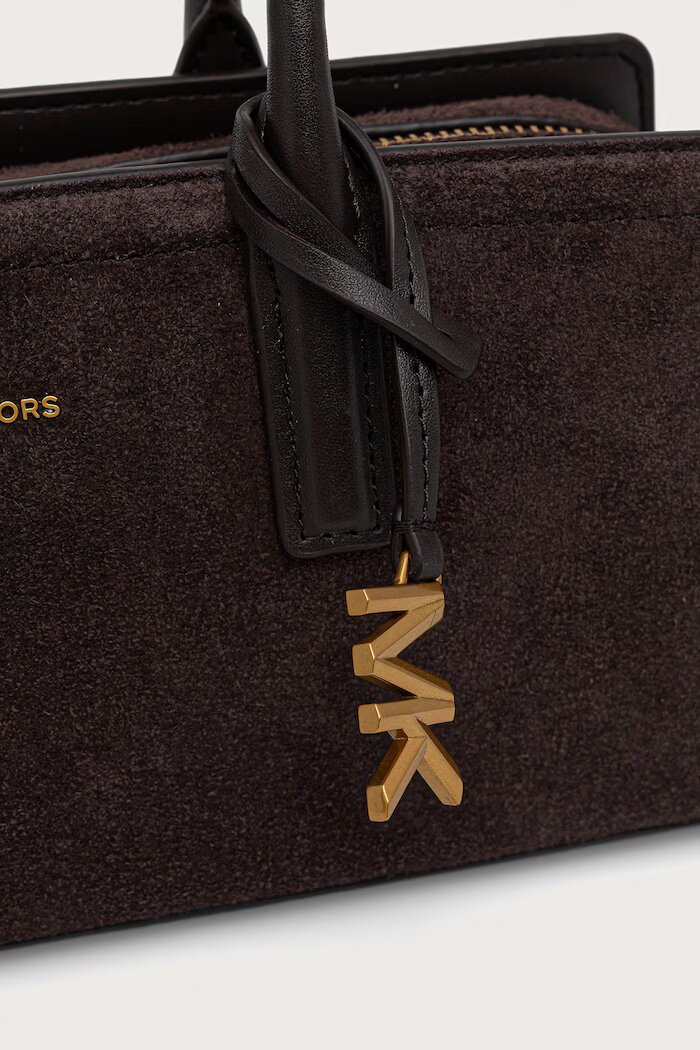 Michael Michael Kors чанта тип багета дамска от велур LAILA кафява 30T6A9IT0S