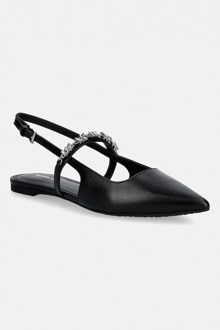 Michael Michael Kors Кожени балеринки Dina Flex Sling Flat в черно с отворена пета 40R6DIFP2L.001