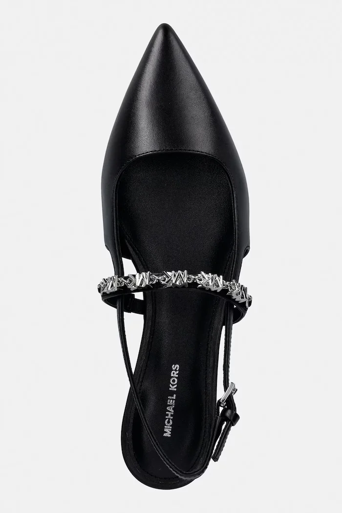 Michael Michael Kors Кожени балеринки Dina Flex Sling Flat в черно с отворена пета 40R6DIFP2L.001