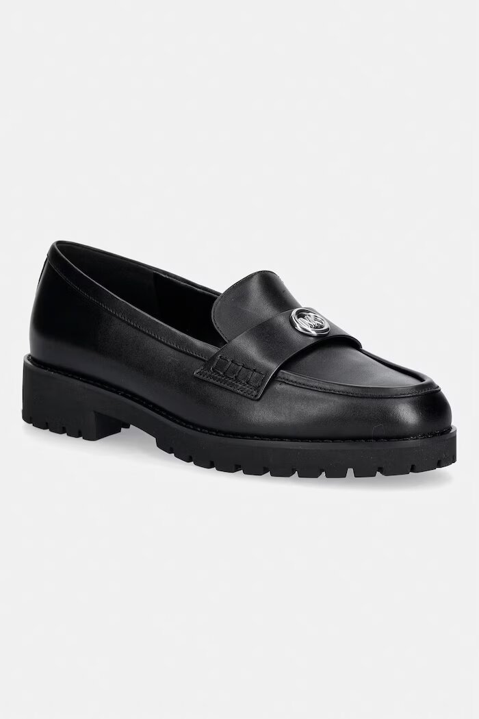 Michael Michael Kors лоуфъри дамски от кожа Jaelyn Lug Loafer черни 40T6JLFP1L.001