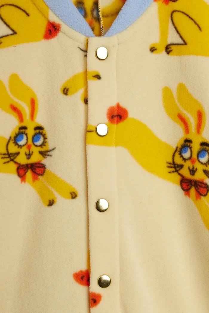 MINI RODINI бебешки гащеризон за деца от полар Rabbits жълт 26740123