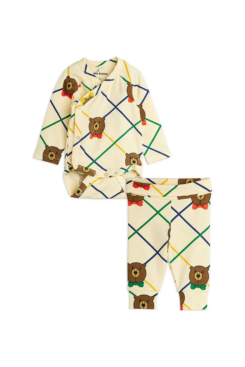 MINI RODINI Бебешки комплект с памук Bear (2 части)