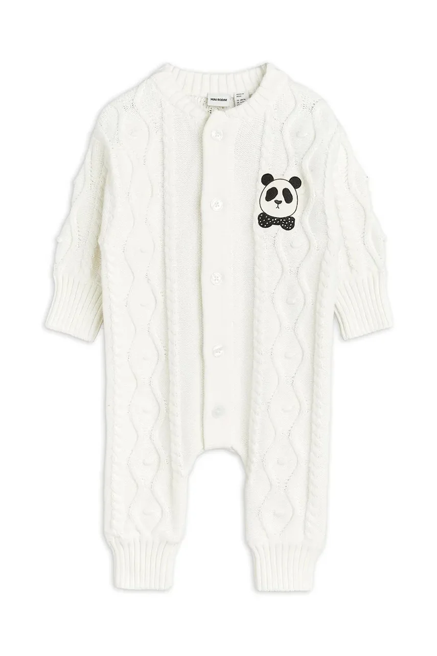 MINI RODINI Бебешки памучен къс гащеризон Panda