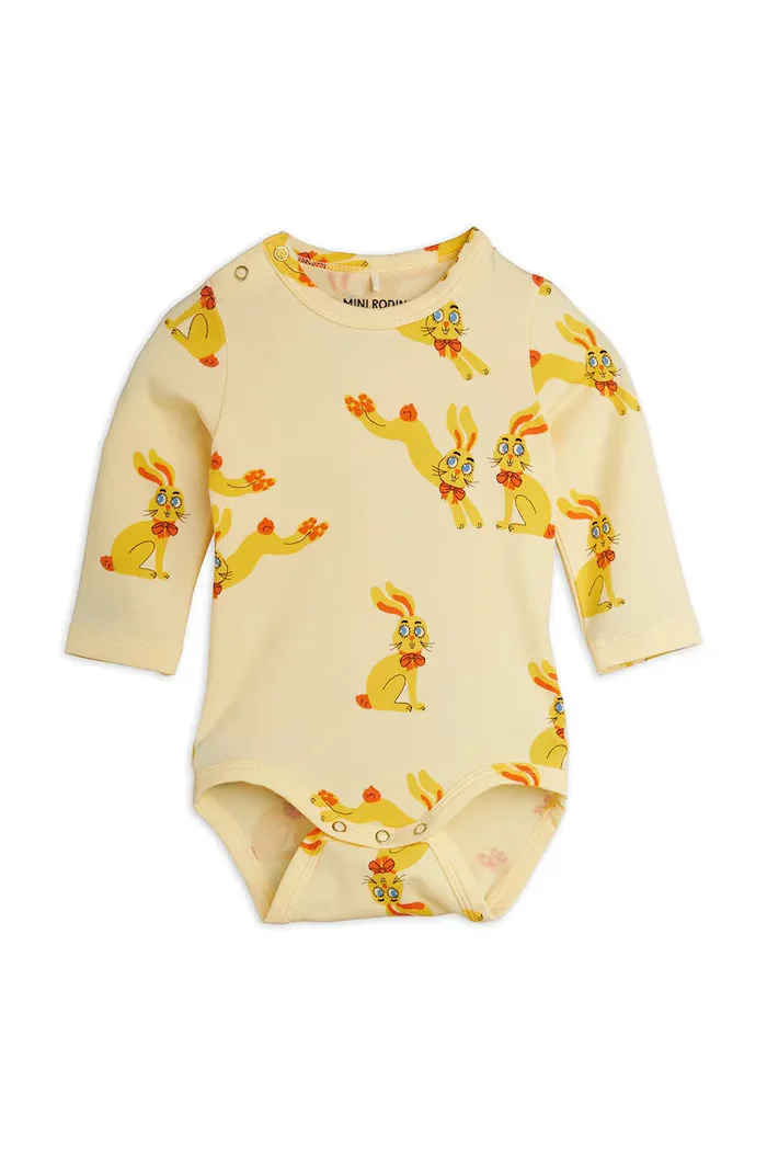 MINI RODINI боди за деца от лиосел Rabbits жълто 26740111