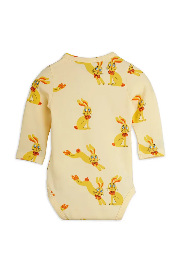 MINI RODINI боди за деца от лиосел Rabbits жълто 26740111