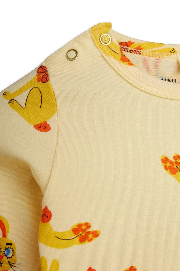 MINI RODINI боди за деца от лиосел Rabbits жълто 26740111