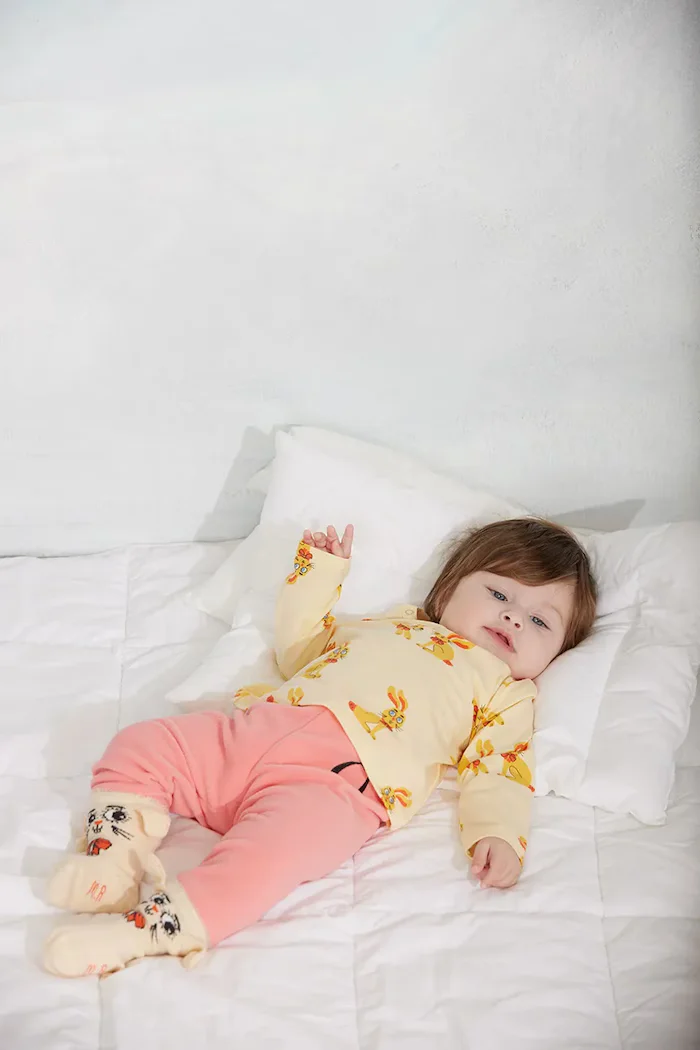 MINI RODINI боди за деца от лиосел Rabbits жълто 26740111