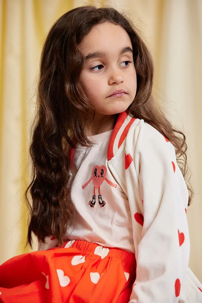 MINI RODINI Детска блуза с дълги ръкави Heart в оранжево 26120122