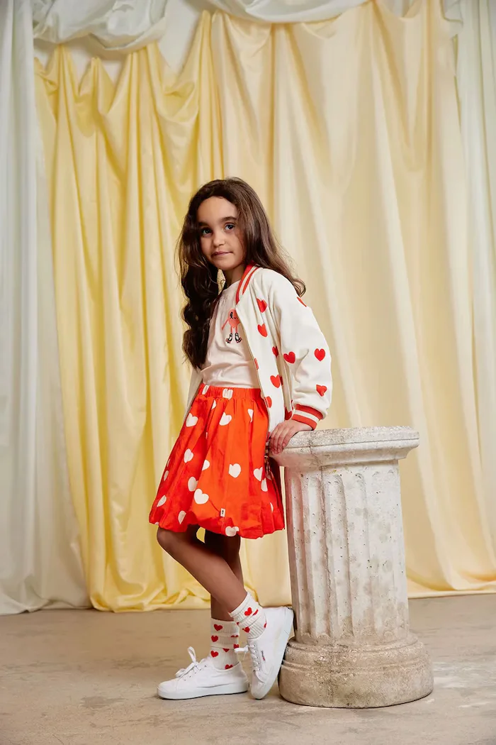 MINI RODINI Детска блуза с дълги ръкави Heart в оранжево 26120122