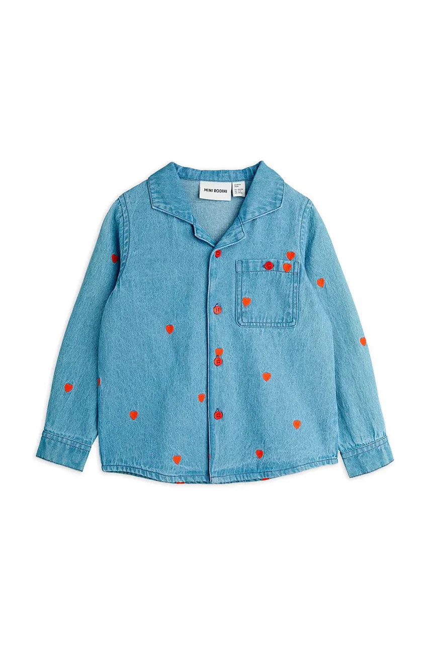 MINI RODINI Детска памучна риза Mini hearts