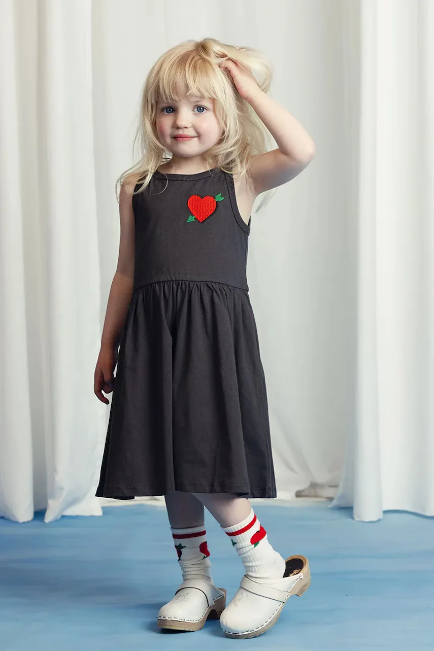 MINI RODINI Детска памучна рокля Arrowed heart