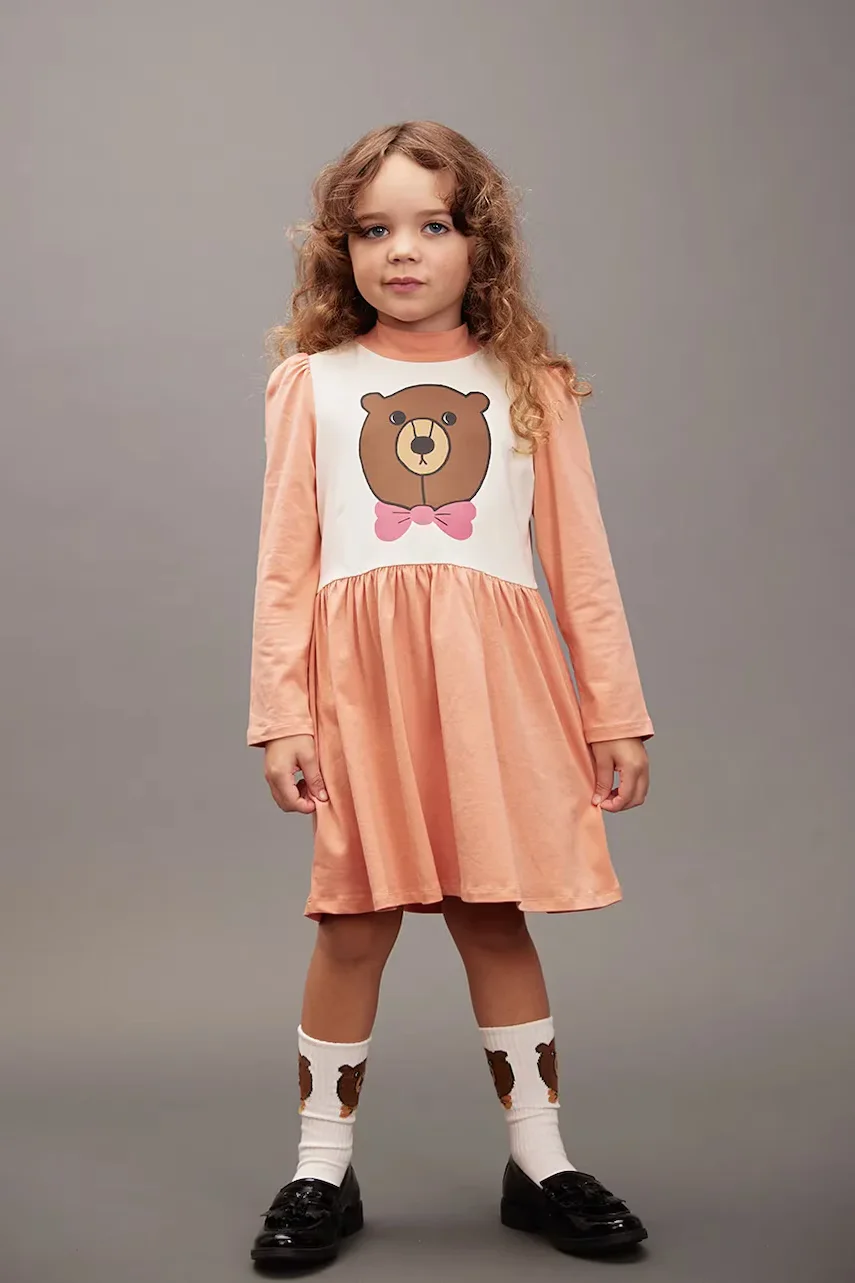 MINI RODINI Детска памучна рокля Bear