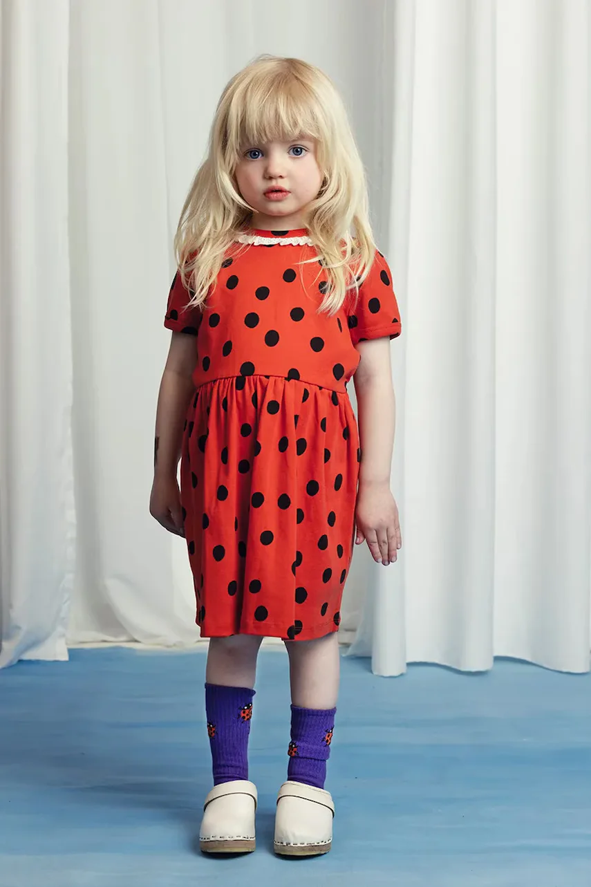 MINI RODINI Детска памучна рокля Dots