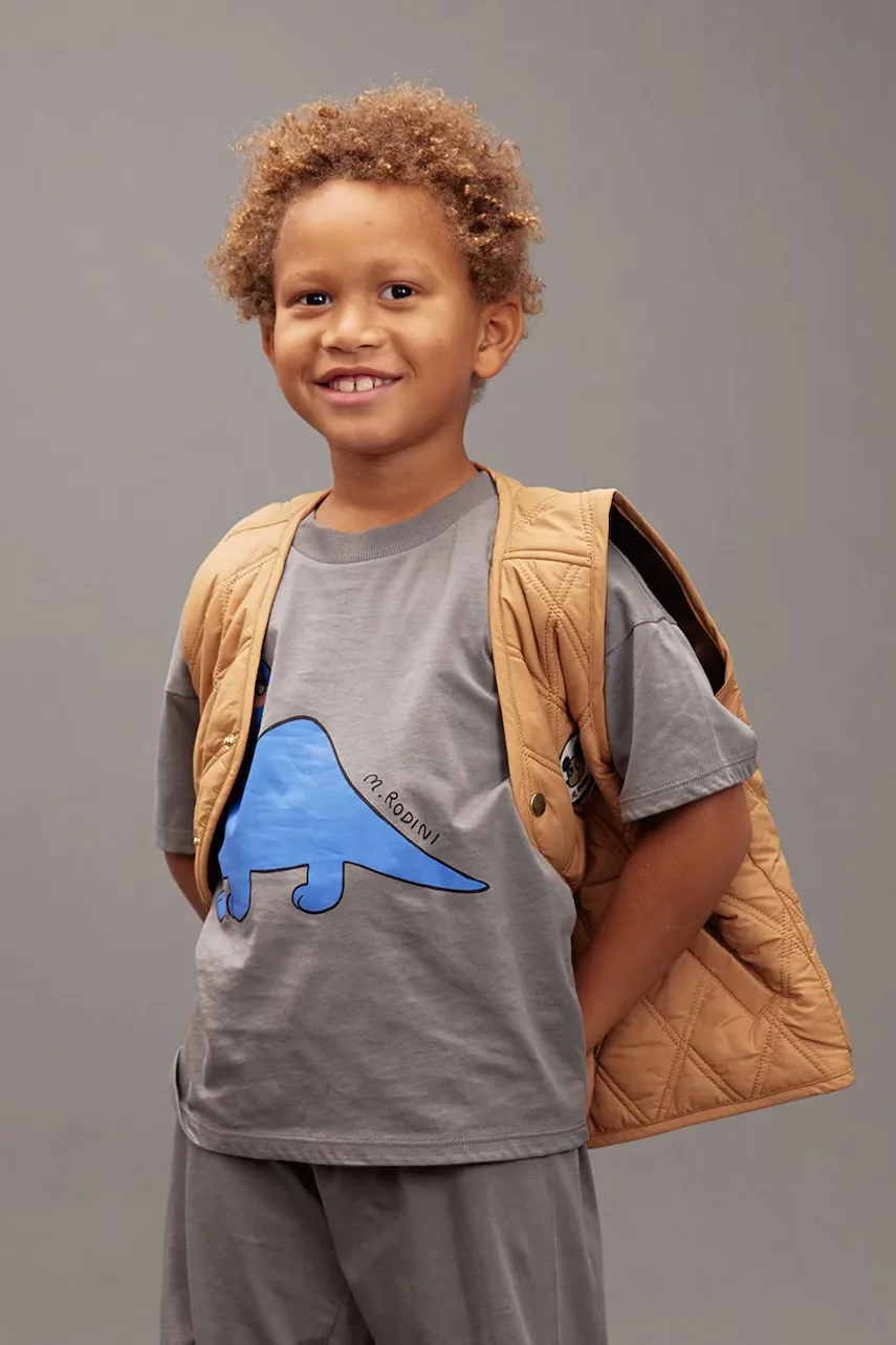 MINI RODINI Детска памучна тениска Dino