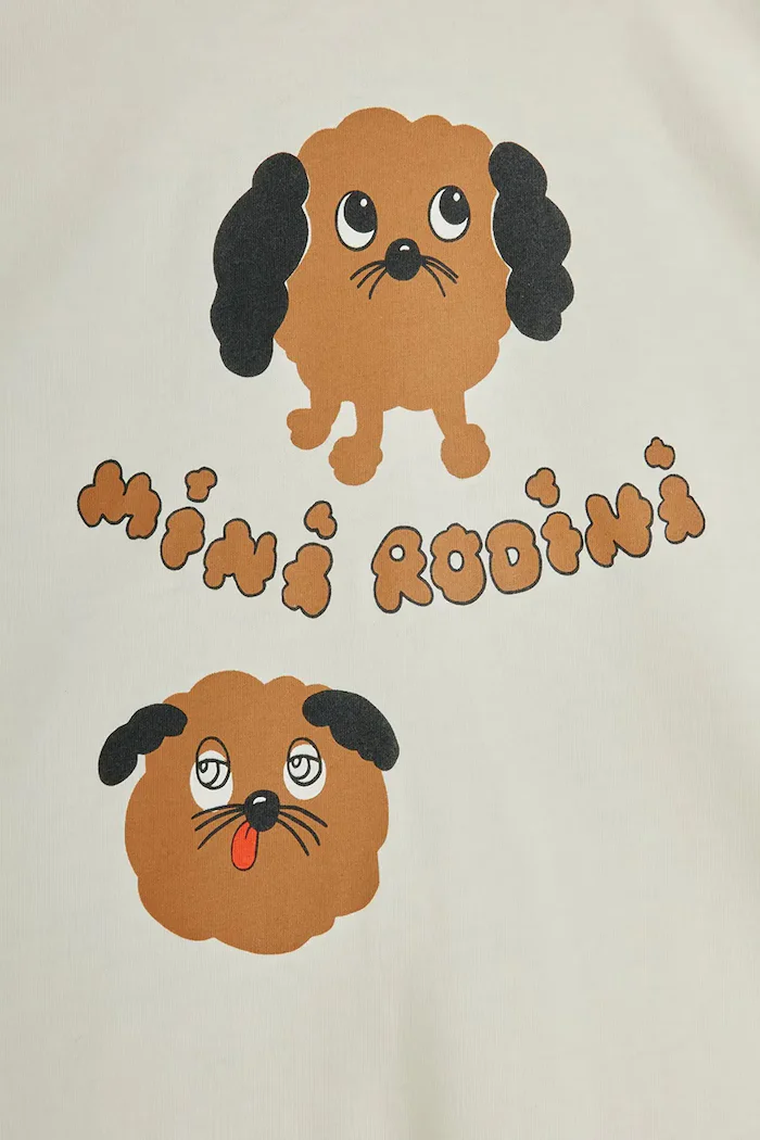 MINI RODINI Детска памучна тениска Doggie в бяло с принт 26120112