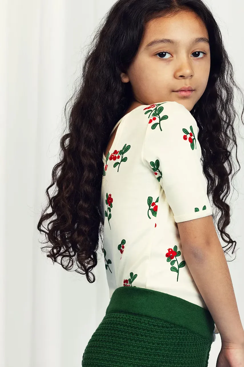MINI RODINI Детска памучна тениска Lingonberries