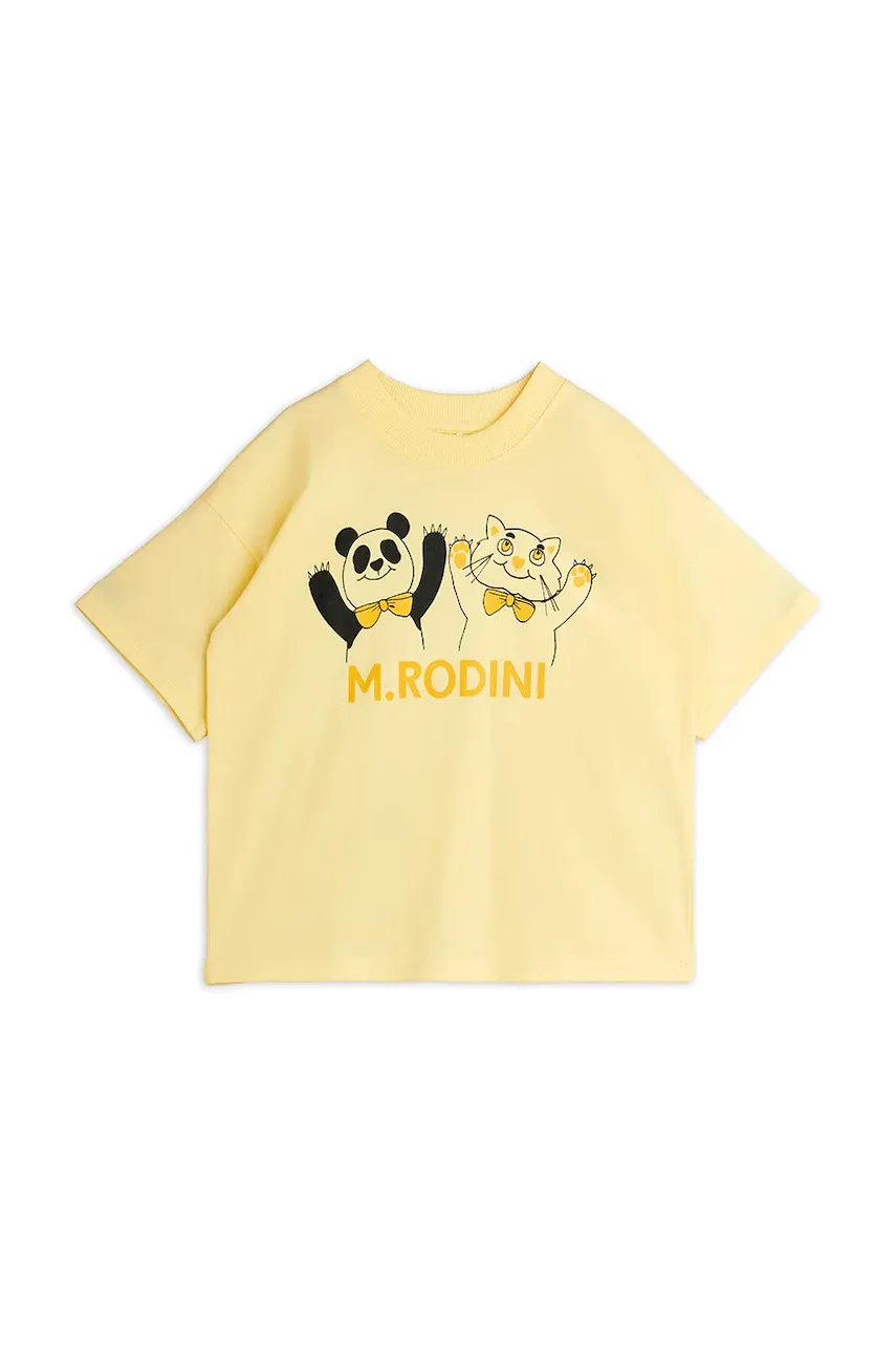 MINI RODINI Детска памучна тениска Panda & cat