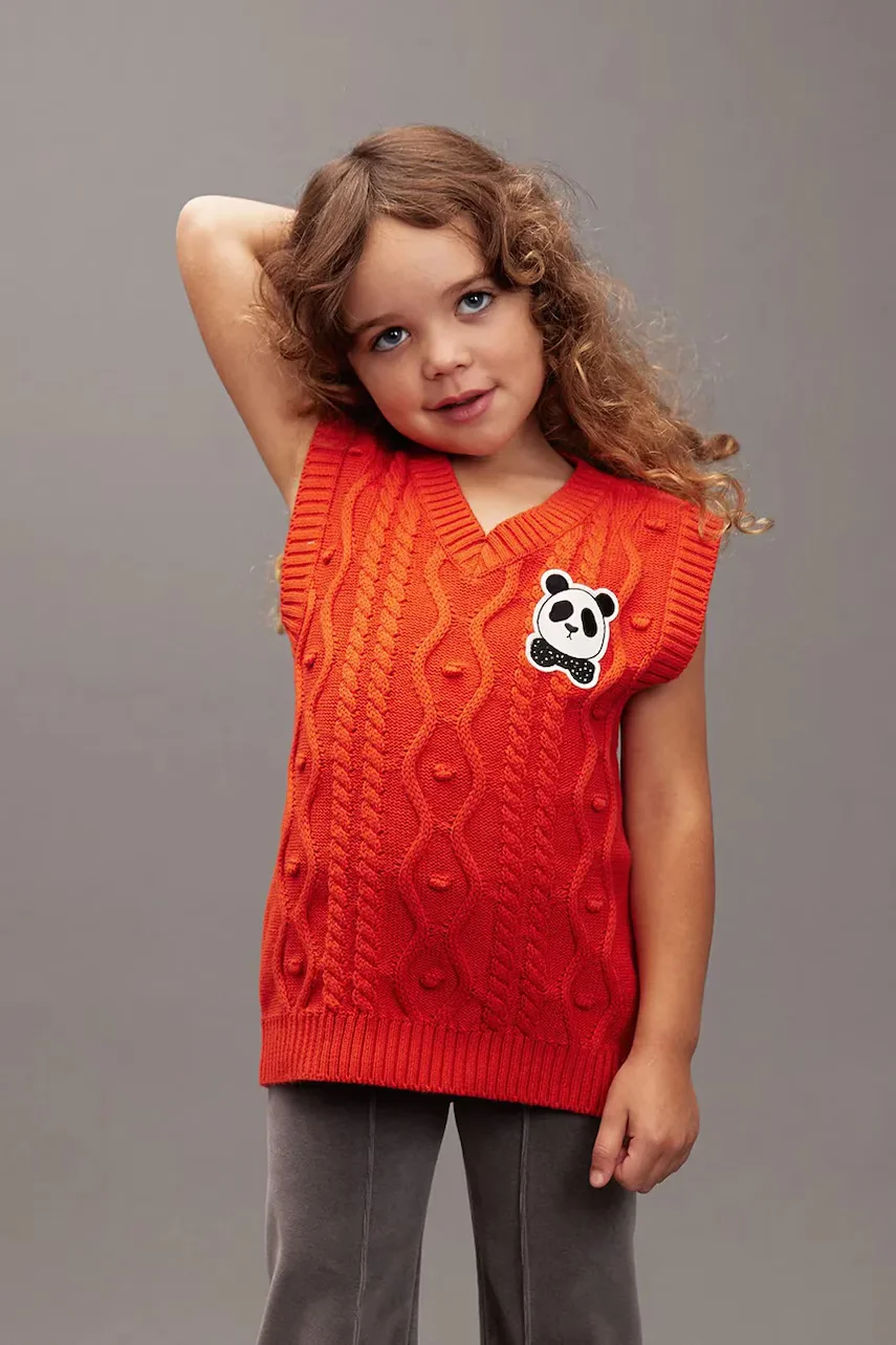 MINI RODINI Детски памучен елек Panda