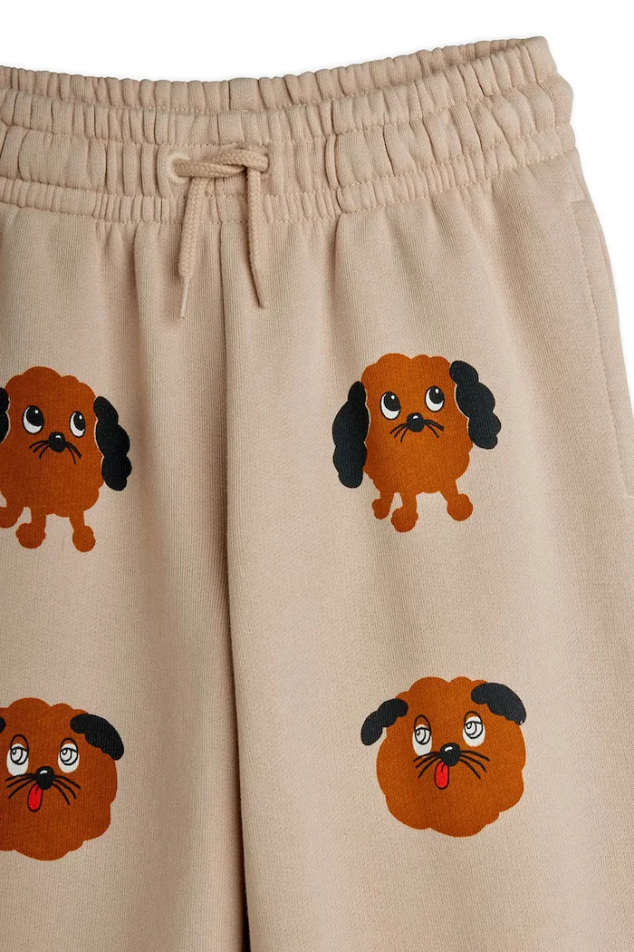 MINI RODINI Детски памучен спортен панталон Doggies в сиво с принт 26130126