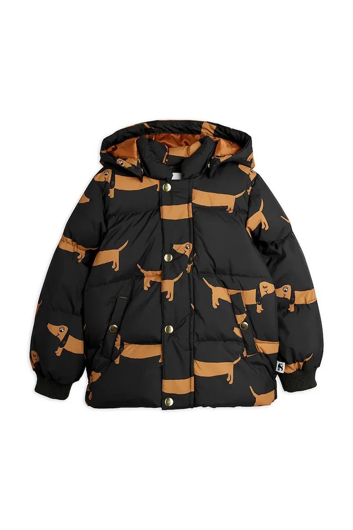 MINI RODINI пухено яке за деца Dog черно 11000384