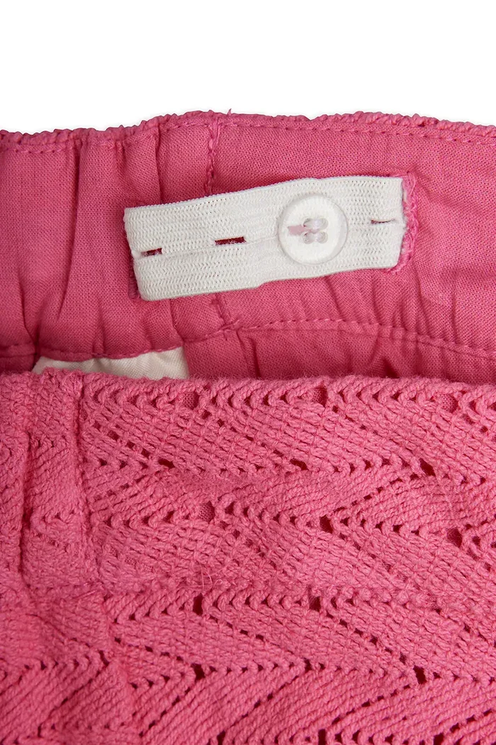 MINI RODINI спортен панталон за деца от памук Lace розов 26630105
